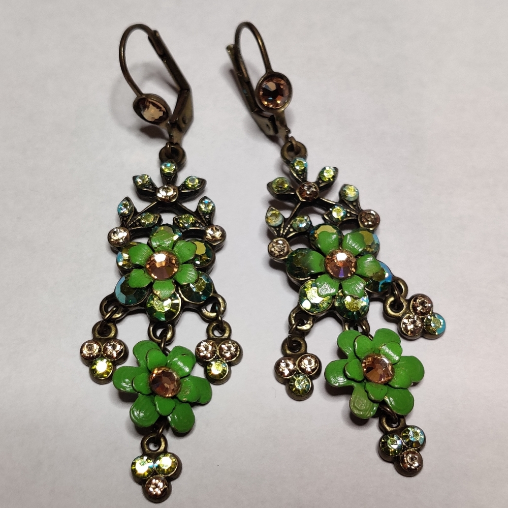 Vintage Michal Negrin Floral Chandelier Earrings